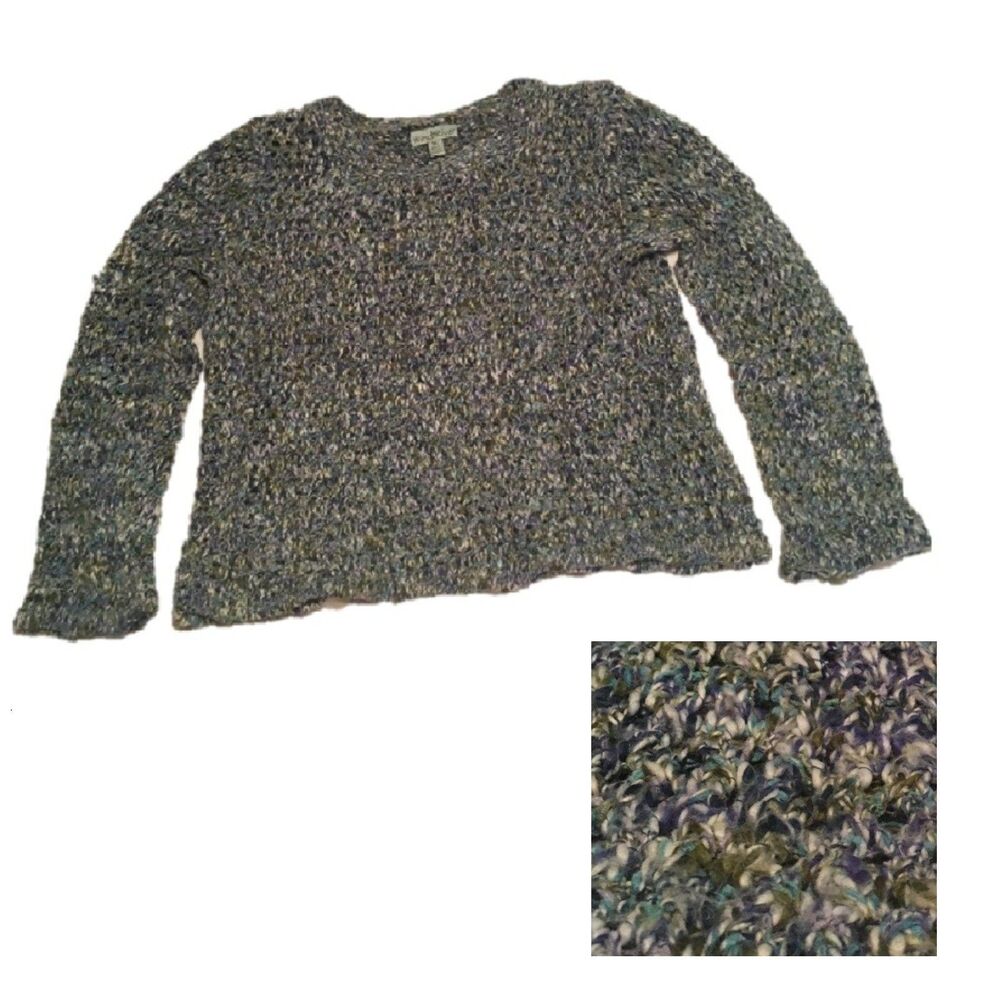 Windi River sweater Womens XL aqua marled open knit Coastal Fairy Goblin Hippie